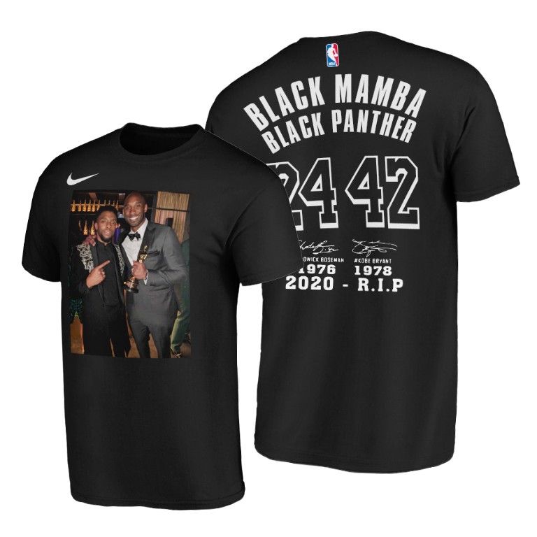 Men's Los Angeles Lakers Kobe Bryant #24 NBA Panther Boseman and legend forever Mamba Week Black Basketball T-Shirt UVX3783TG